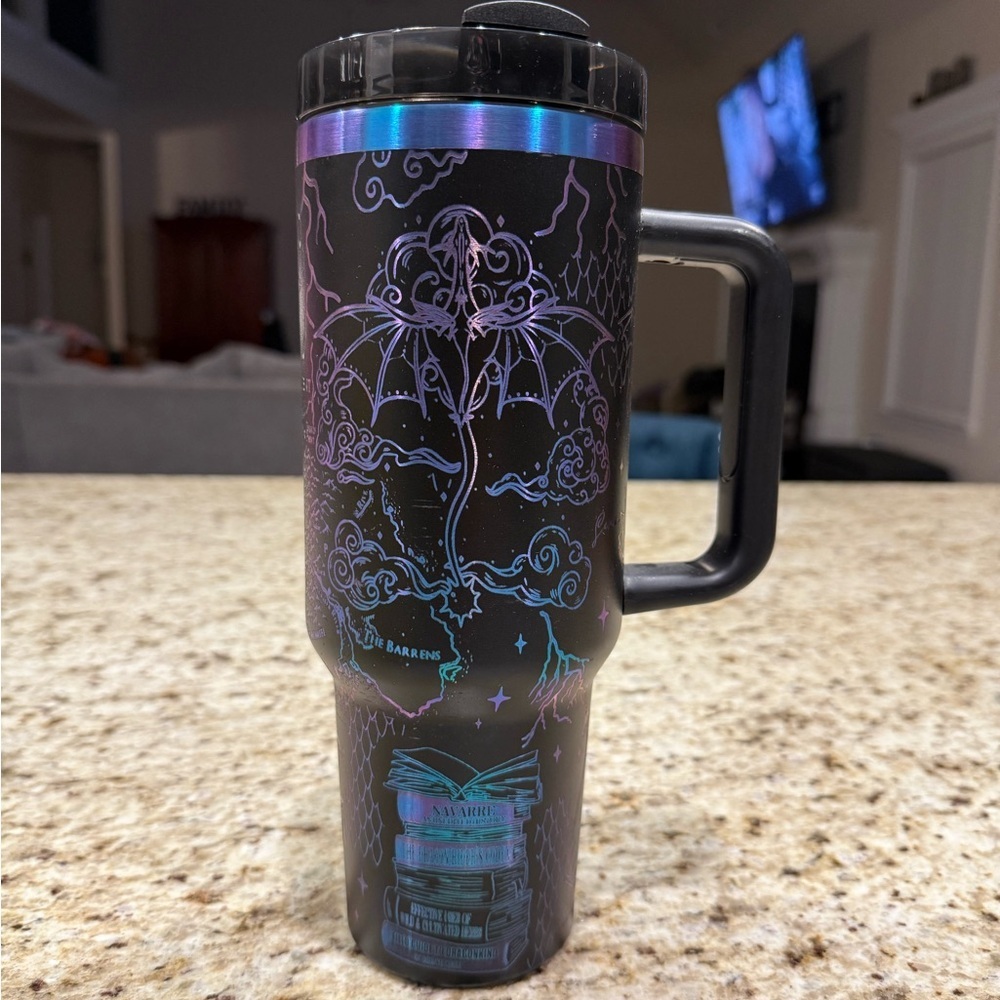 Onyx Storm Tumbler Fantasy Black Purple Handle Slide Lock Lid, Unbranded, 40 Oz